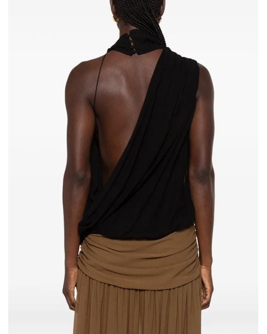 De La Vali Black Menorca Draped Top