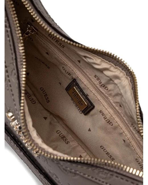 Guess Gray Zarela Logo-Debossed Shoulder Bag
