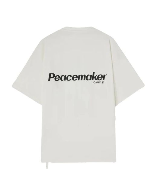 Oamc Peacemaker White Bird-Print Cotton T-Shirt for men