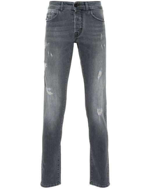 Sartoria Tramarossa Blue 1980 Distressed Low-rise Slim-cut Jeans for men