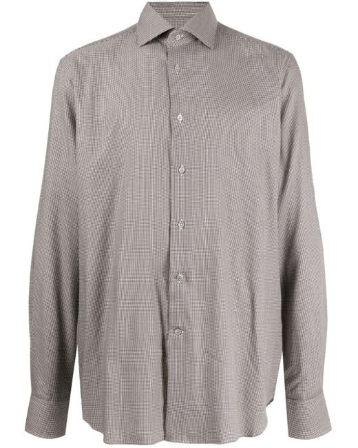 Corneliani Hemd mit Hahnentrittmuster in Gray für Herren