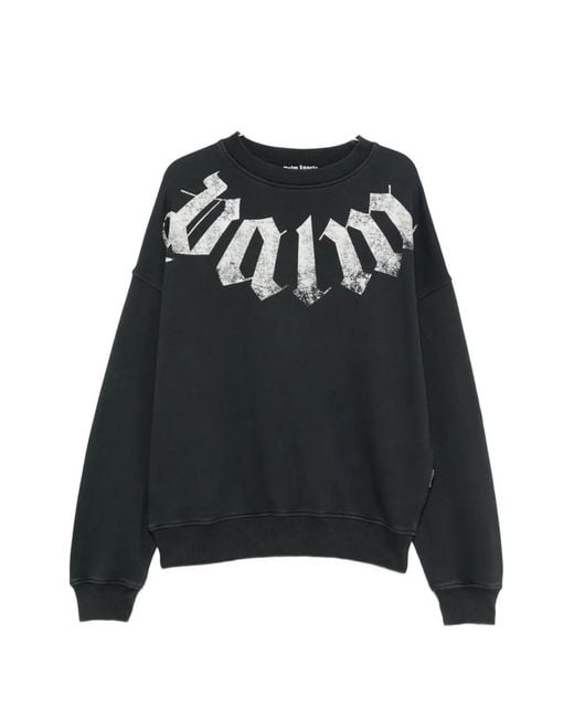 Palm Angels Black Big Neck Logo Printed Sweatshirt for men
