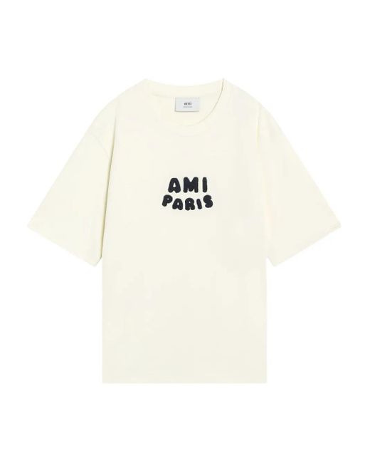 Ami Paris Logo-Patch T-Shirt in White for Men | Lyst