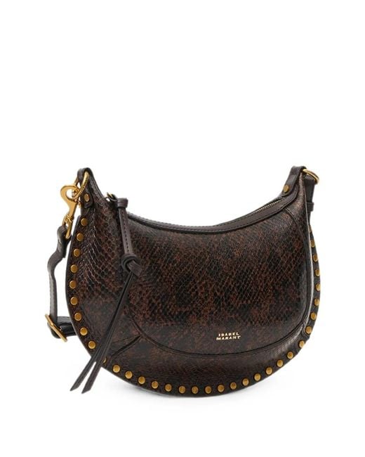 Isabel Marant White Oskan Moon Python-Effect Leather Shoulder Bag