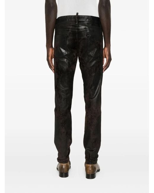 DSquared² Black Metallic-Effect Trousers for men