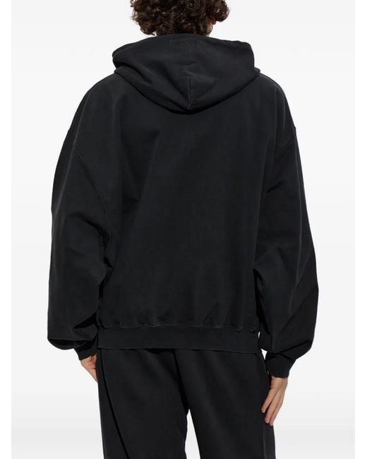 Vetements Black Graphic-Print Zip-Up Hoodie for men