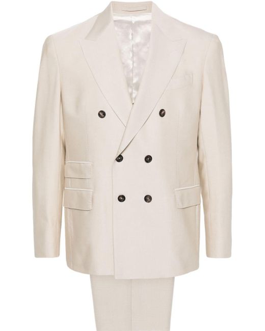 Eleventy Doppelreihiger Anzug mit schmalem Schnitt in White für Herren