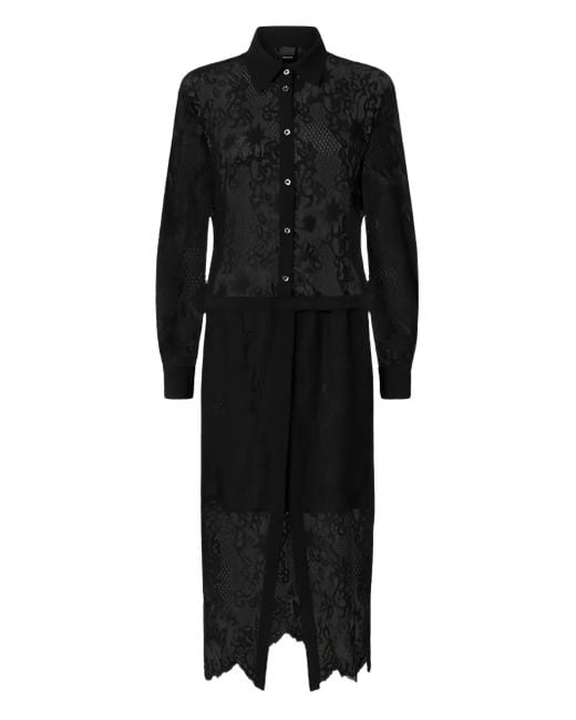 Pinko Black Lace-Panel Maxi Dress