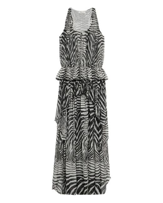 Blumarine Gray Zebra-Print Asymmetric Dress