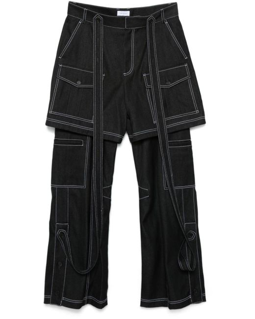Off White c o Virgil Abloh Stitch Twill Samurai Cargo Trousers in Black for Men Lyst