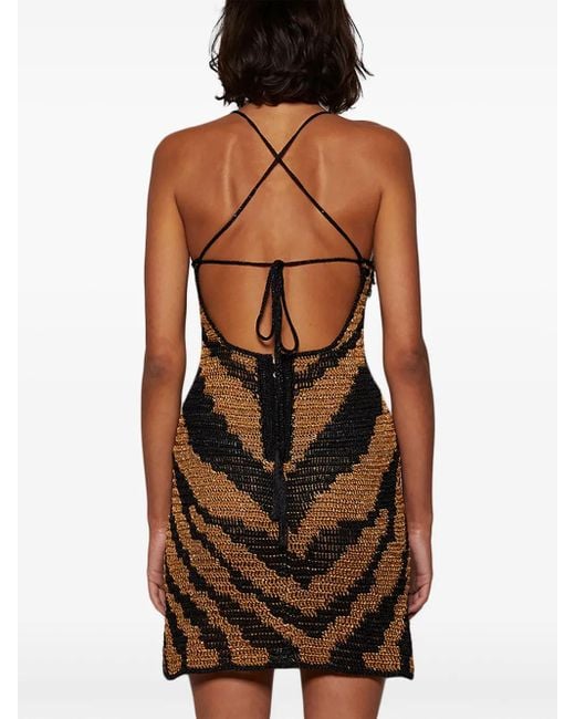 Andrea Almeida Black Zebra Short Dress
