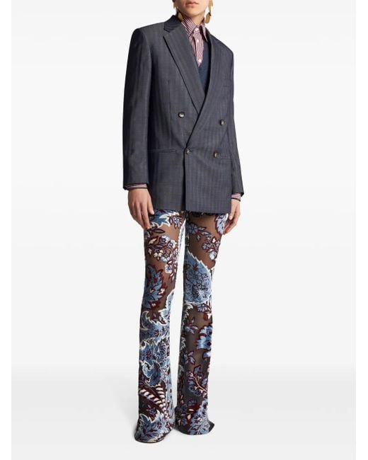 Etro Blue Wool Double Breasted Jacket