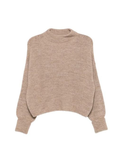 Closed Natural Ribbed-Knit Mock-Neck Sweater