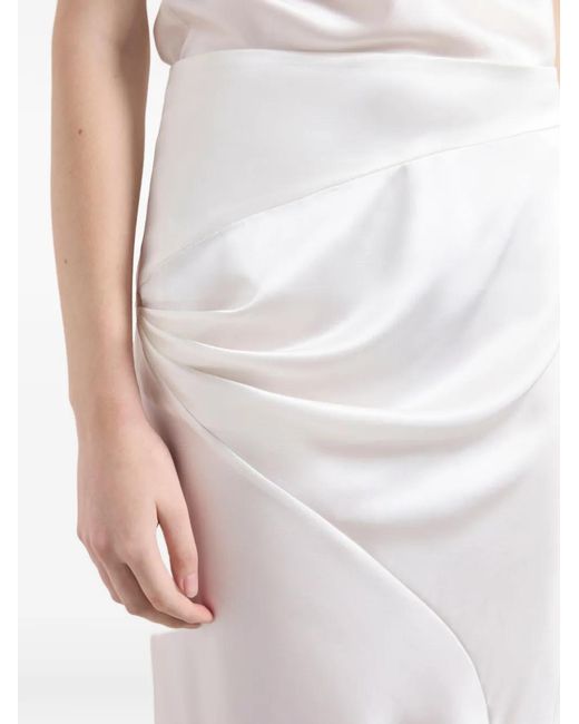 Nina Ricci White Asymmetrical Draped Midi Skirt