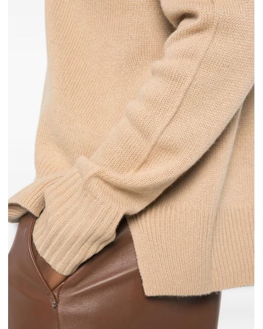 Allude Natural Ribbed-Knit Crew-Neck Sweater