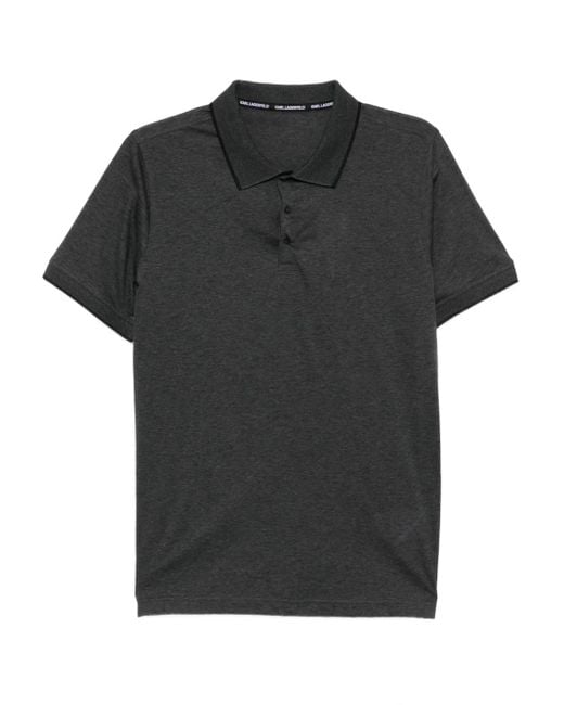 Karl Lagerfeld Black Logo-Embossed Polo Shirt for men