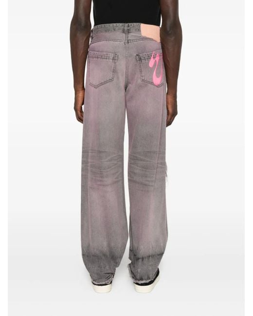 PDF Gray Distressed Frayed Jeans for men