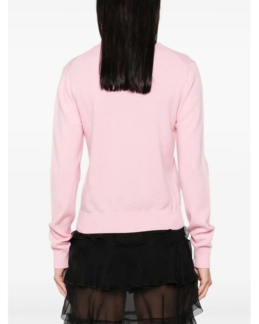 N°21 Pink Button-Fastening Logo-Patch Cardigan