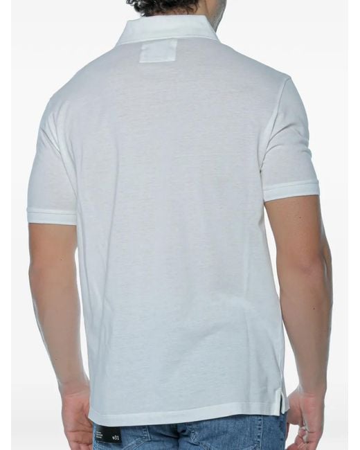 Emporio Armani Blue Logo-Plaque Polo Shirt for men