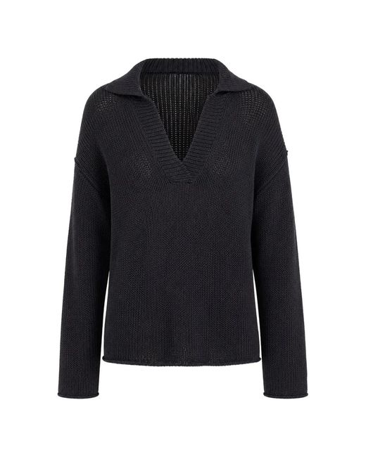 Vince Blue Coated-Cotton Polo Sweater
