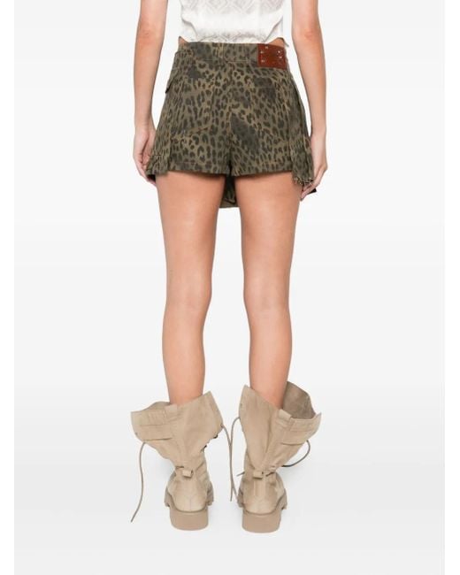 ANDERSSON BELL Green Leopard-Print Pleated Wrap Skort