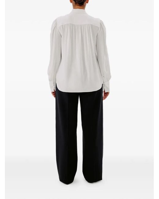 Another Tomorrow White Gathered Blouse