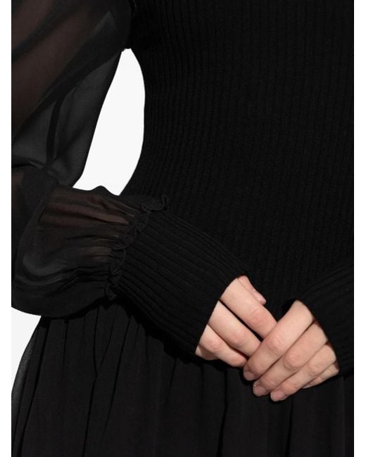 FRAME Black Robe Courte À Manches Transparentes