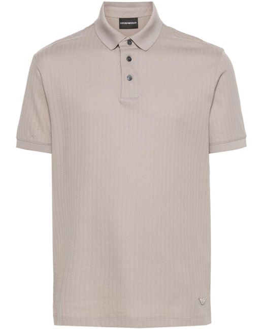 Emporio Armani Brown Patterned-jacquard Cotton Polo Shirt for men
