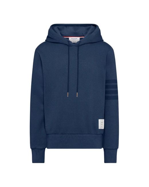 Thom Browne Blue Loopback 4-Bar Hoodie for men