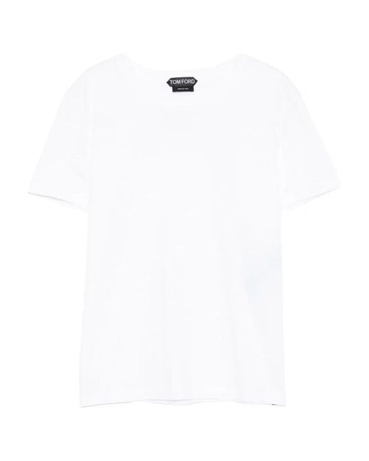 Tom Ford White Logo-Embroidered Cotton T-Shirt