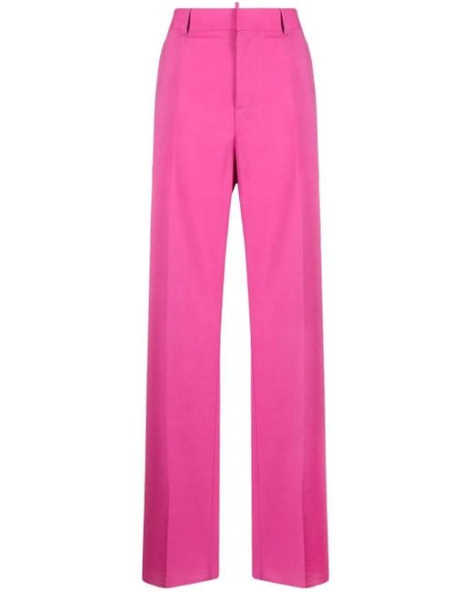 DSquared² Pink High-Waist-Hose Mit Weitem Bein