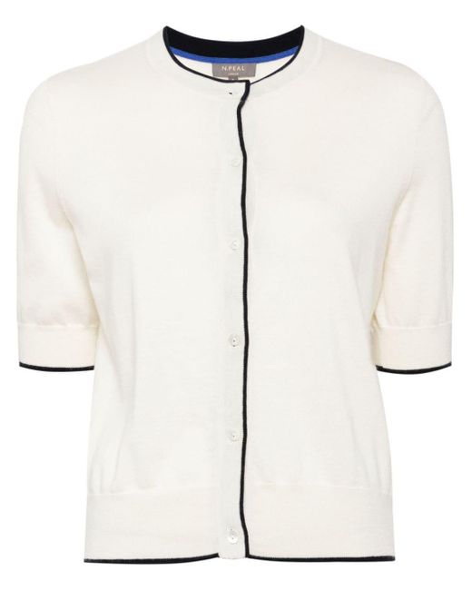 N.Peal Cashmere White Short-sleeve Cardigan
