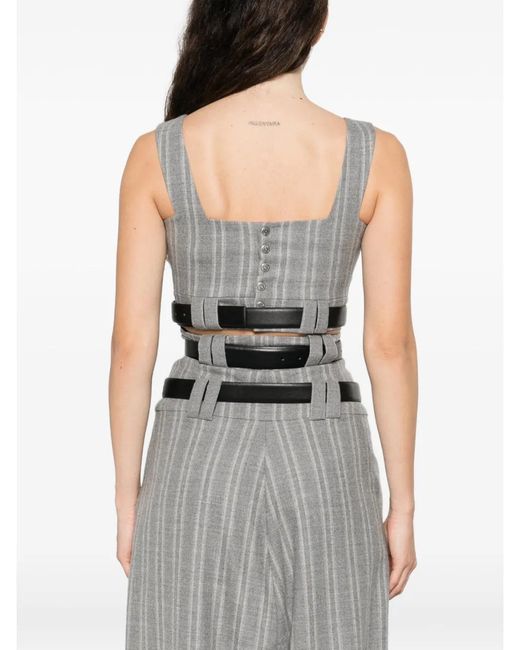 Vestiaire d'un Oiseau Libre Gray Gestreiftes Oberteil Mit Gürtel