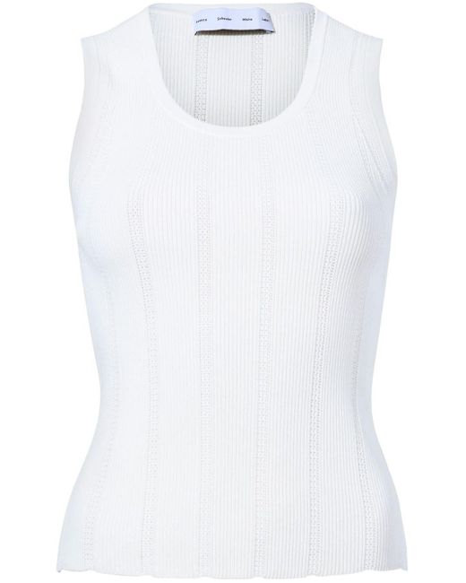 Proenza Schouler White Perry Compact Pointelle Rib Knitted Top