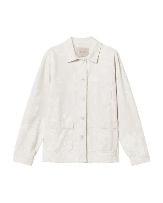 Giacca-Camicia A Fiori di Twinset in White