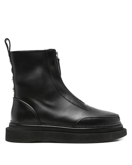 Toga Virilis Black Zip-front Embellished Boots for men