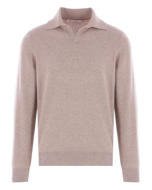 Brunello Cucinelli Kasjmier Trui Met Polokraag in het Pink voor heren
