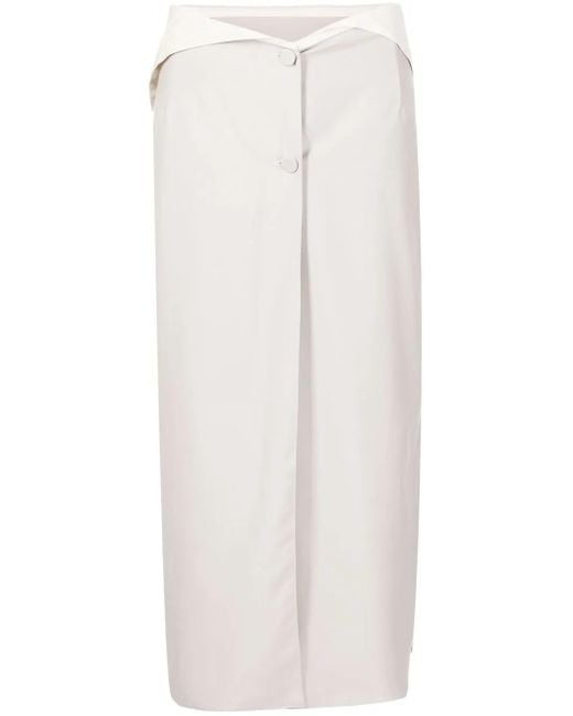 ROKH White Mid-Length Side Slit Skirt