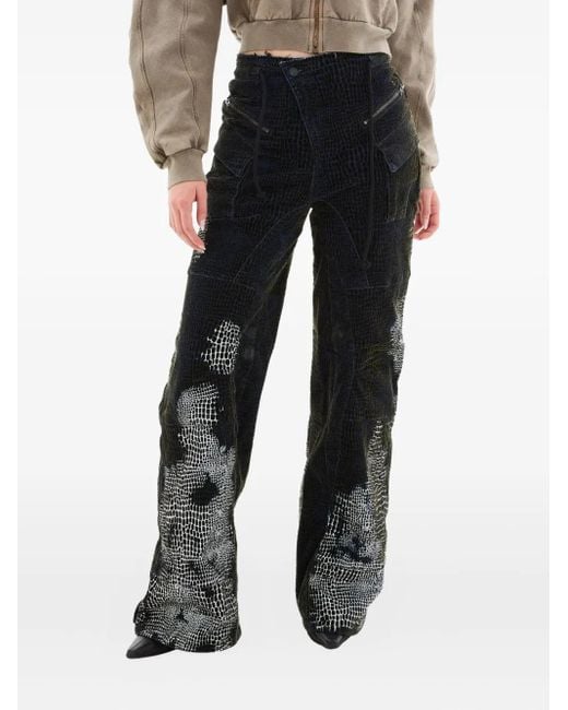 OTTOLINGER Black Snake-Effect Wide-Leg Jeans