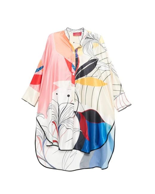 F.R.S For Restless Sleepers White Robe-Chemise Courte À Fleurs