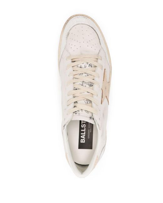 Golden Goose Deluxe Brand White Ball Star Cracked Leather Sneakers for men