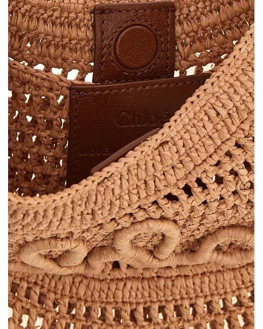 Chloé Brown Mini Summer Banana Raffia Tote Bag