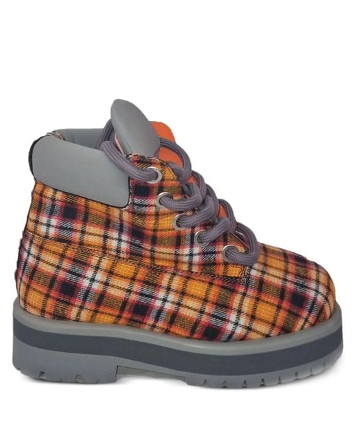 PDF Orange Plaid-Pattern Ankle Boots for men