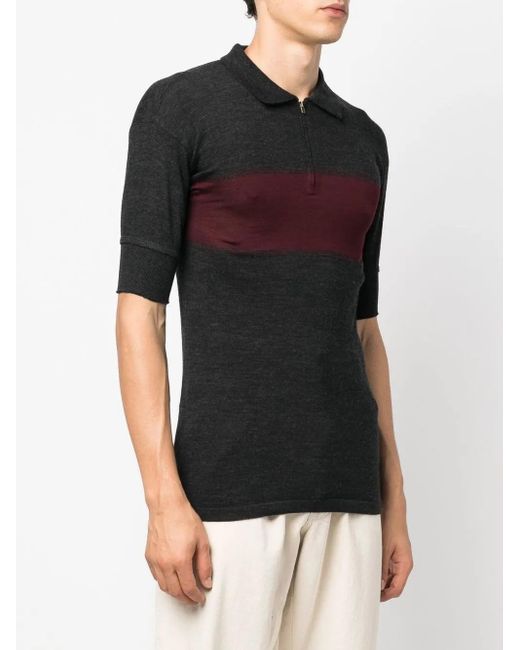 Maison Margiela Black Two-Tone Zip-Up Polo Shirt for men