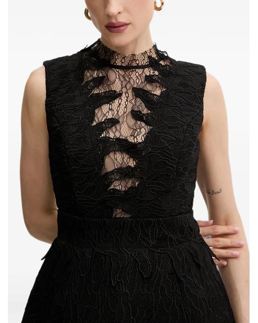 Bardot Black Silas Guipure-Lace Sleeveless Mini Dress