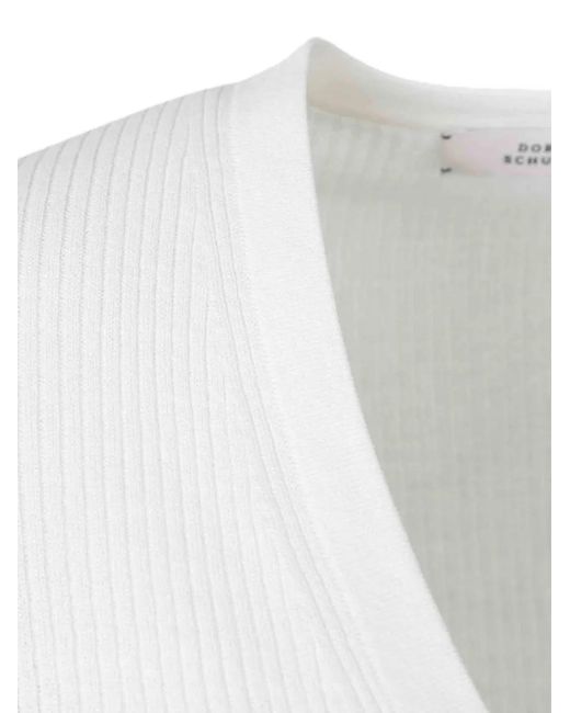 Dorothee Schumacher White Ribbed-Knit V-Neck Cardigan