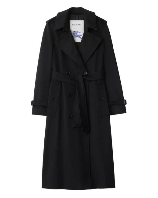 Burberry Black Long Cashmere Kensington Trench Coat