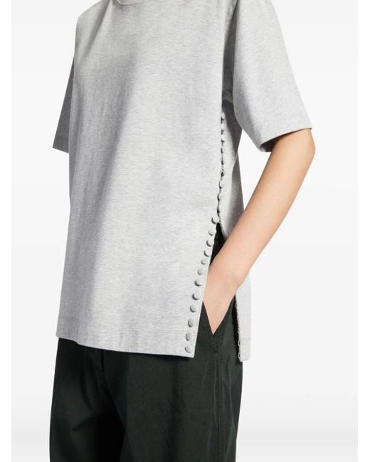 Dries Van Noten White Button-Embellishment Cotton T-Shirt