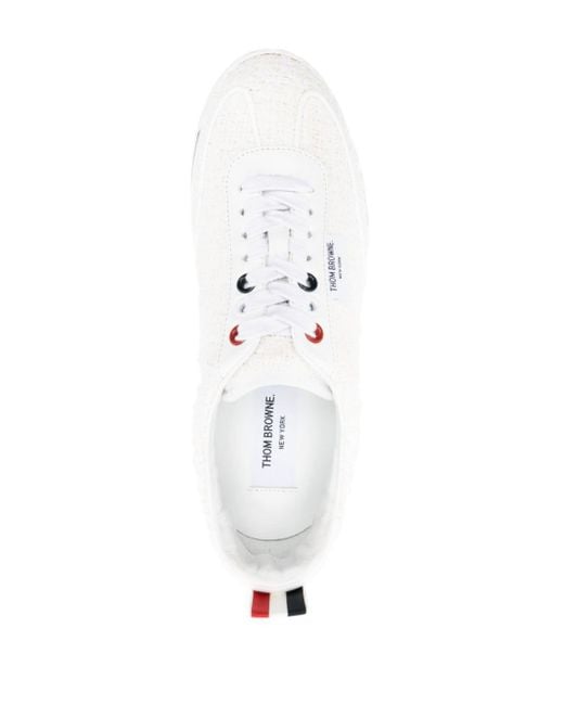 Thom Browne Tech Tweed Sneakers in het White