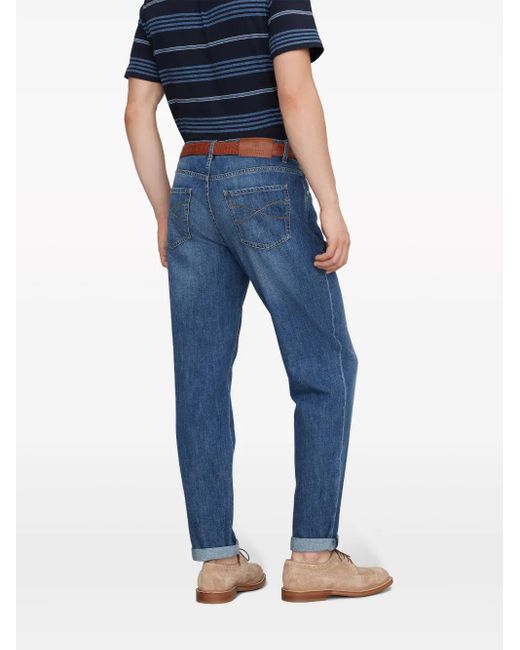 Brunello Cucinelli Blue Traditional Fit Pants for men